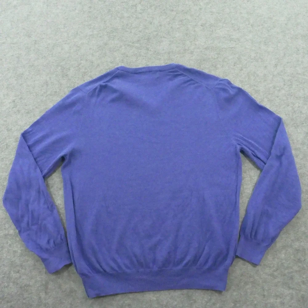 Brooks Brothers Sweater Mens Large Purple Knit V-Neck Supima Cotton Pullover